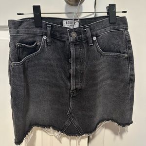 Black denim mini skirt